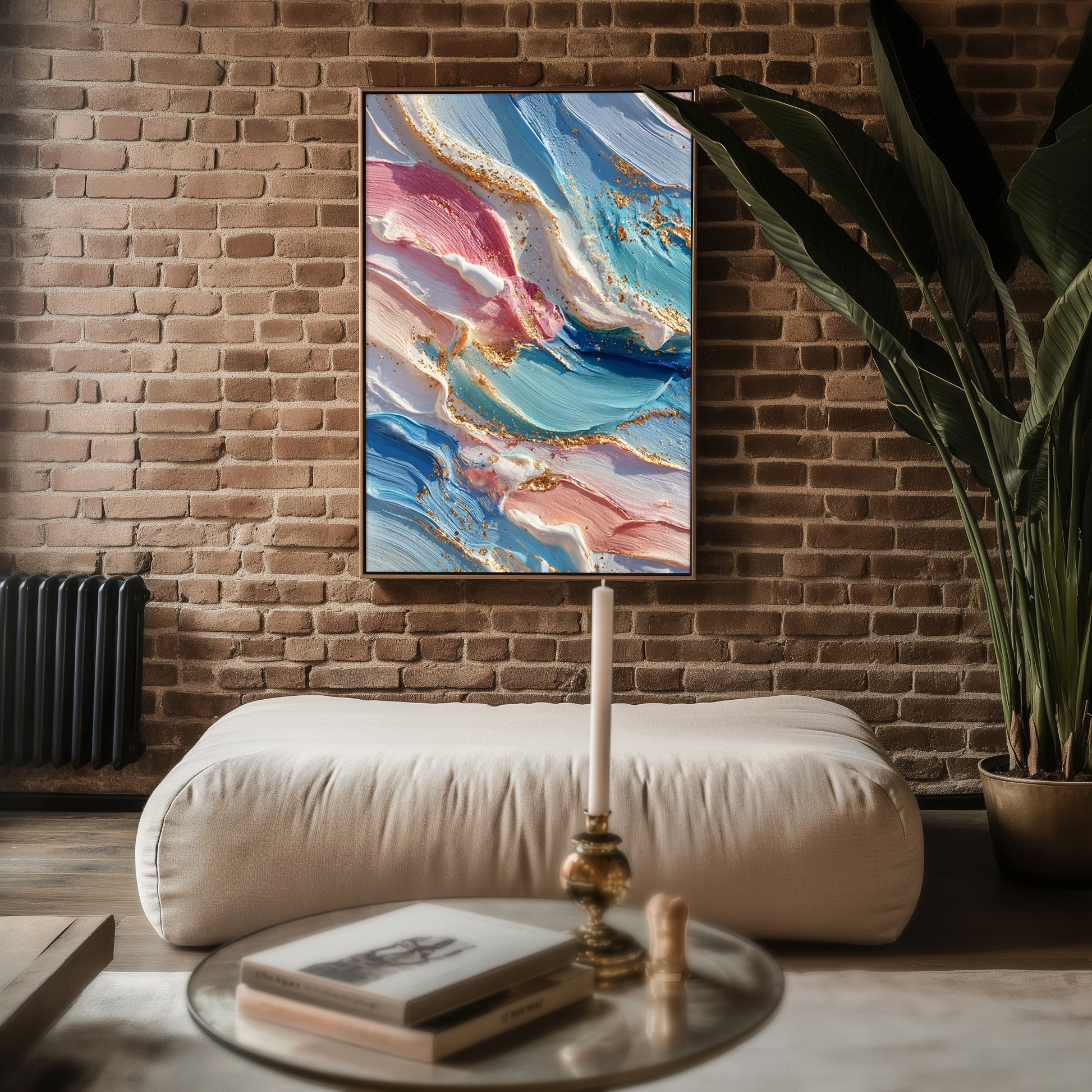 Candy Luxe – Abstract Pastel and Gold Texture Art Print - Just Great Posters
