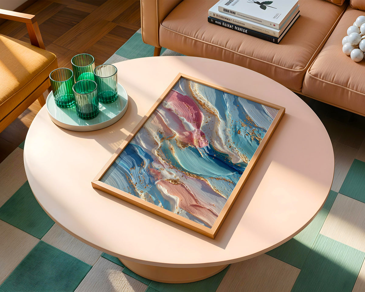 Candy Luxe – Abstract Pastel and Gold Texture Art Print - Just Great Posters