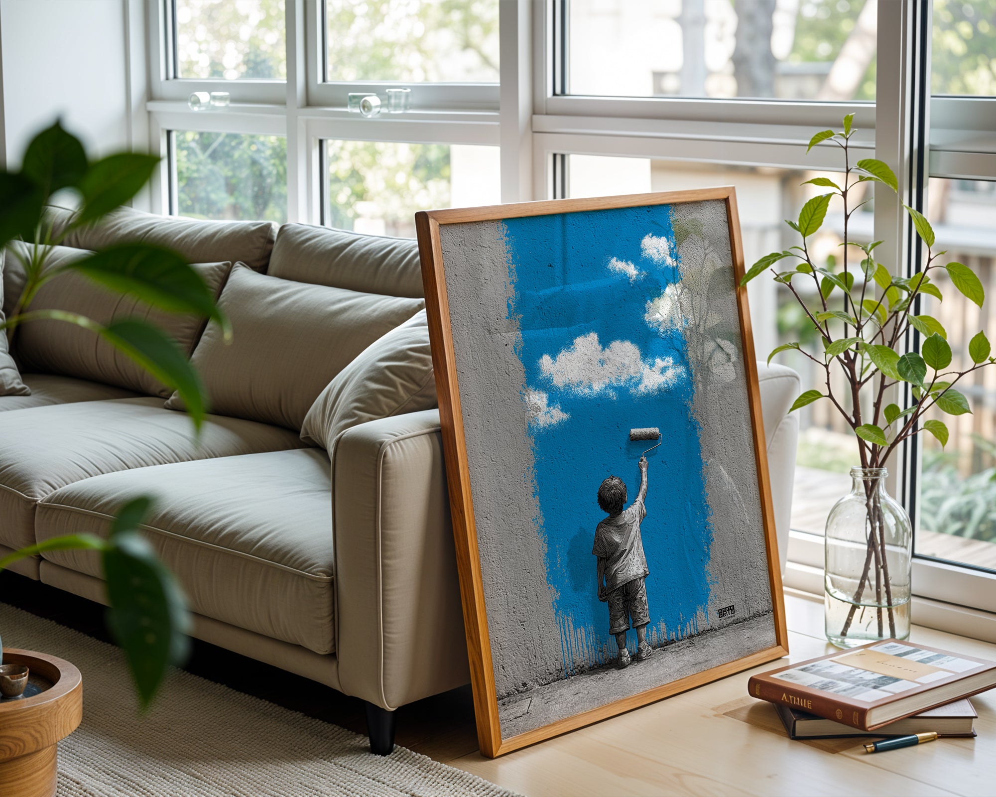 Child Painting the Sky Street Art - Just Great Posters