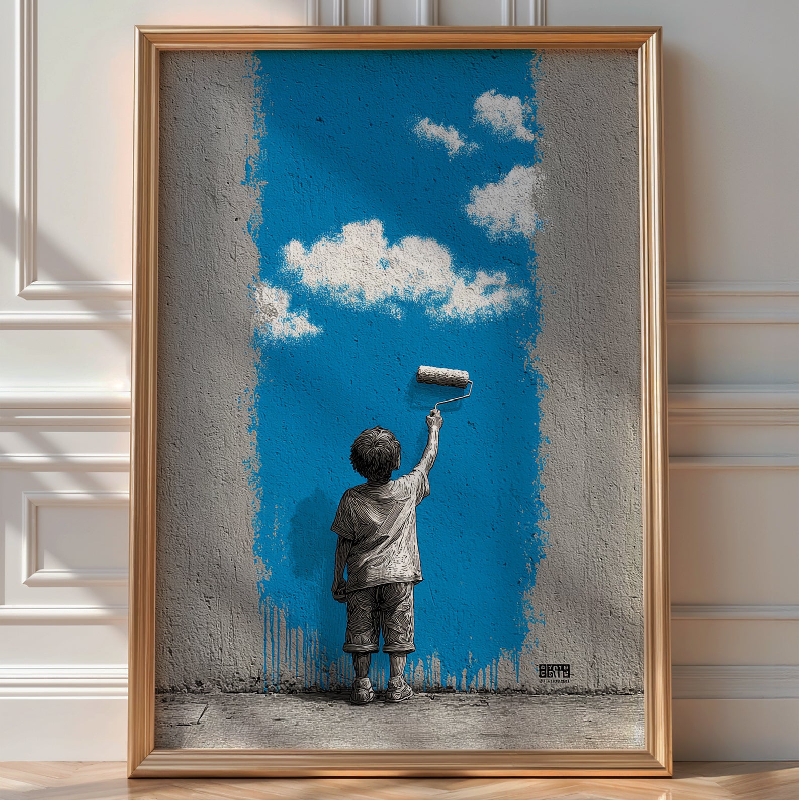 Child Painting the Sky Street Art - Just Great Posters
