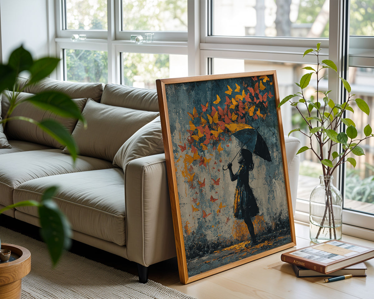 Butterfly Umbrella Street Art Print - Just Great Posters