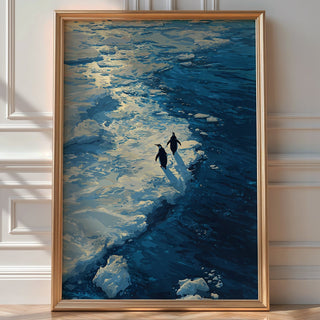 Penguins on Ice Edge Print - Just Great Posters