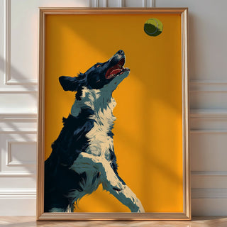 Border Collie Fetch Ball Poster – Dynamic Dog Action Wall Art Print - Just Great Posters