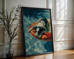 Border Collie Pool Float Poster – Vibrant Summer Dog Lover Art Print - Just Great Posters
