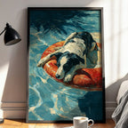 Border Collie Pool Float Poster – Vibrant Summer Dog Lover Art Print - Just Great Posters