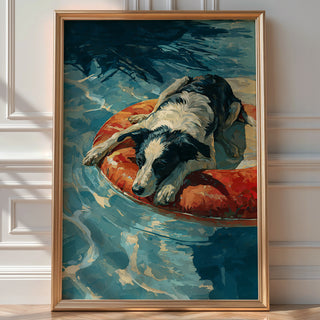 Border Collie Pool Float Poster – Vibrant Summer Dog Lover Art Print - Just Great Posters