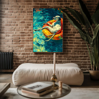 Sunlit Dog on Floatie Print - Just Great Posters