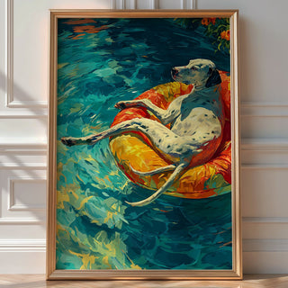 Sunlit Dog on Floatie Print - Just Great Posters