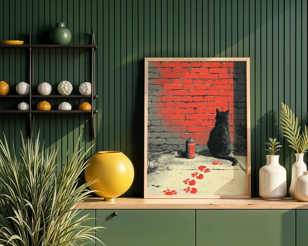 Cat Graffiti Street Art Print - Just Great Posters