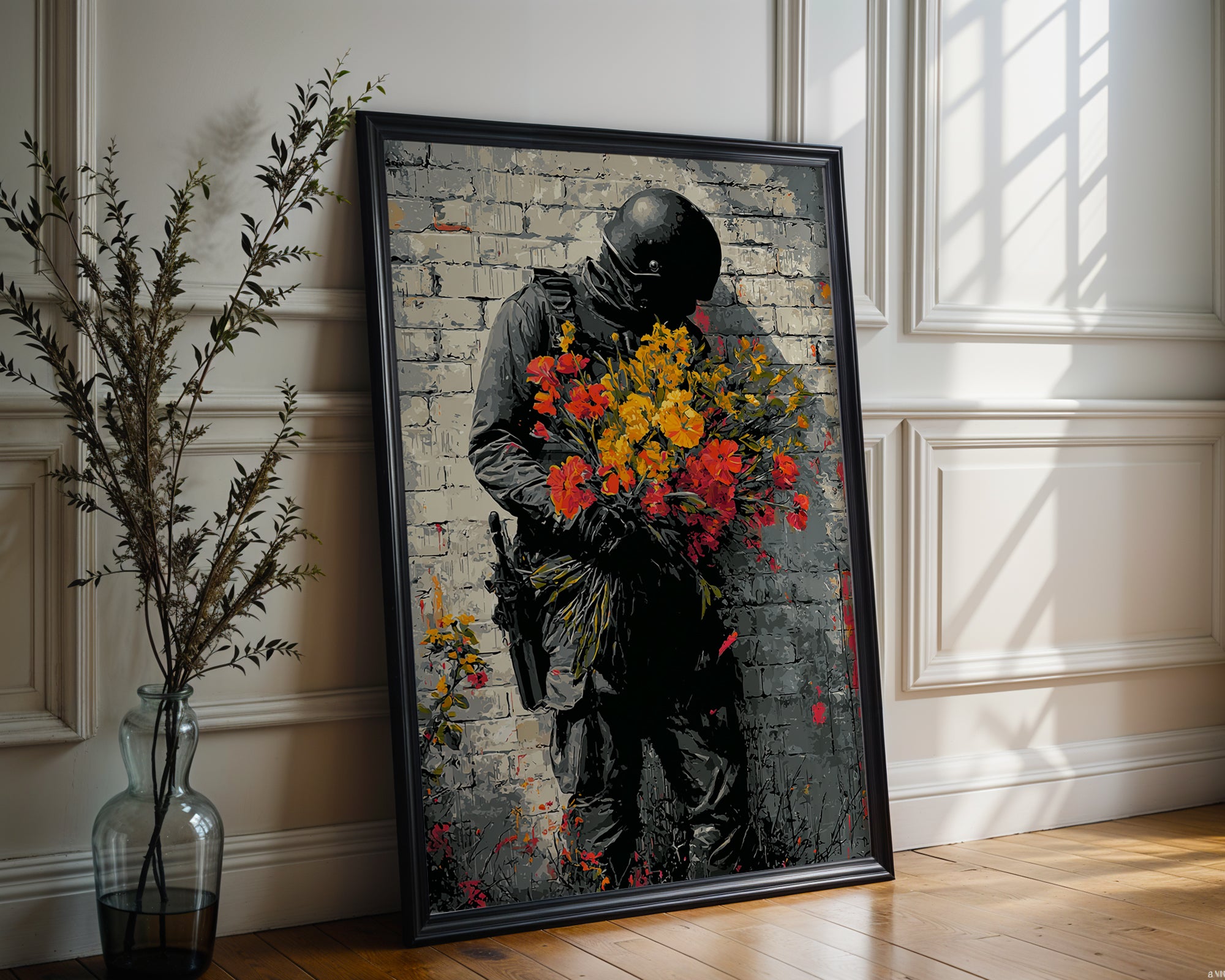 Soldier with Flowers Street Art Print - Just Great Posters