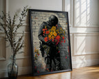 Soldier with Flowers Street Art Print - Just Great Posters