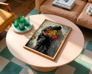 Soldier with Flowers Street Art Print - Just Great Posters