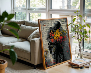 Soldier with Flowers Street Art Print - Just Great Posters