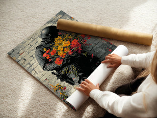 Soldier with Flowers Street Art Print - Just Great Posters