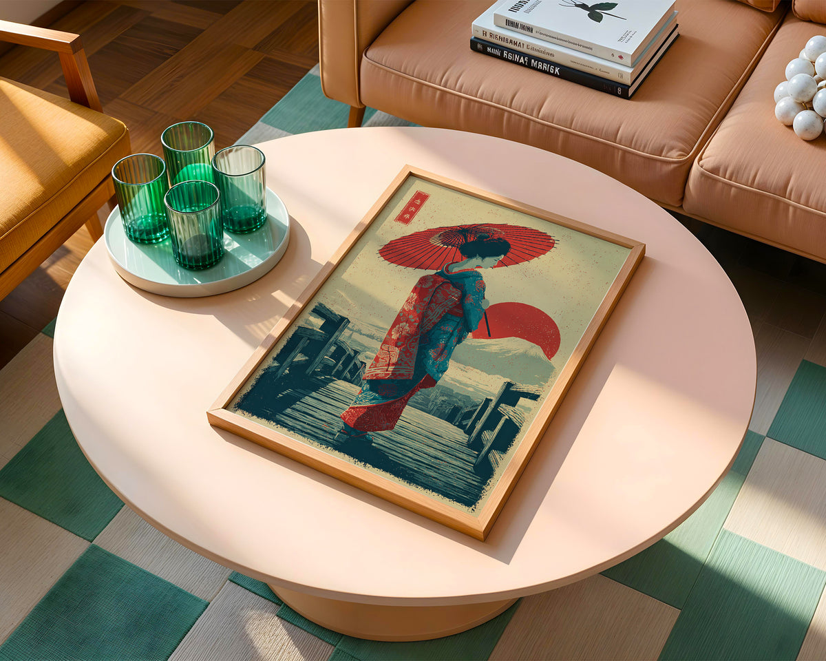 Geisha with Parasol Vintage Print - Just Great Posters