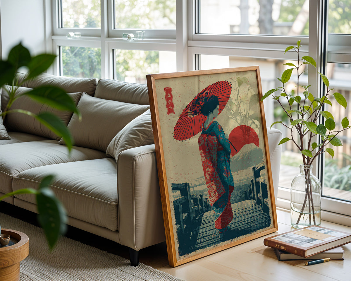 Geisha with Parasol Vintage Print - Just Great Posters