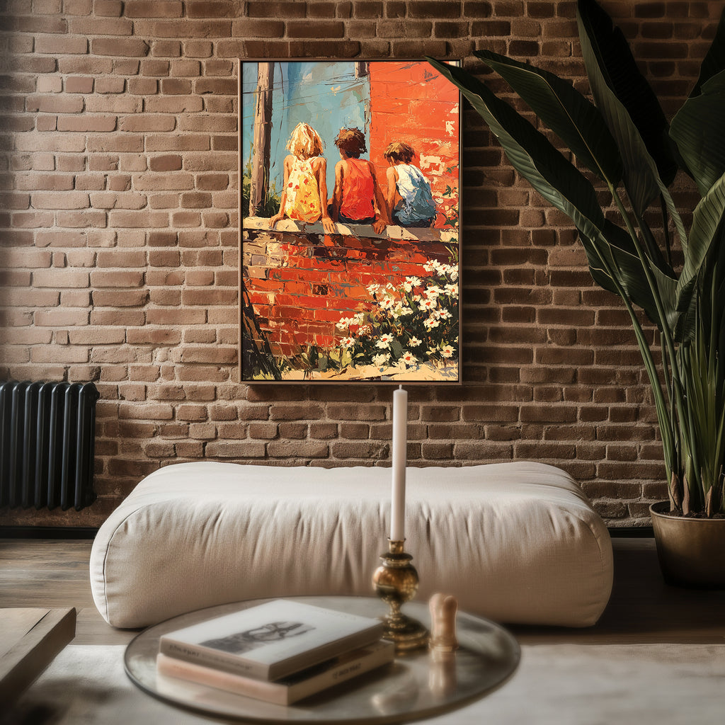 Childhood Summer Wall– Vibrant Whimsical Kids Sitting Print - Just Great Posters