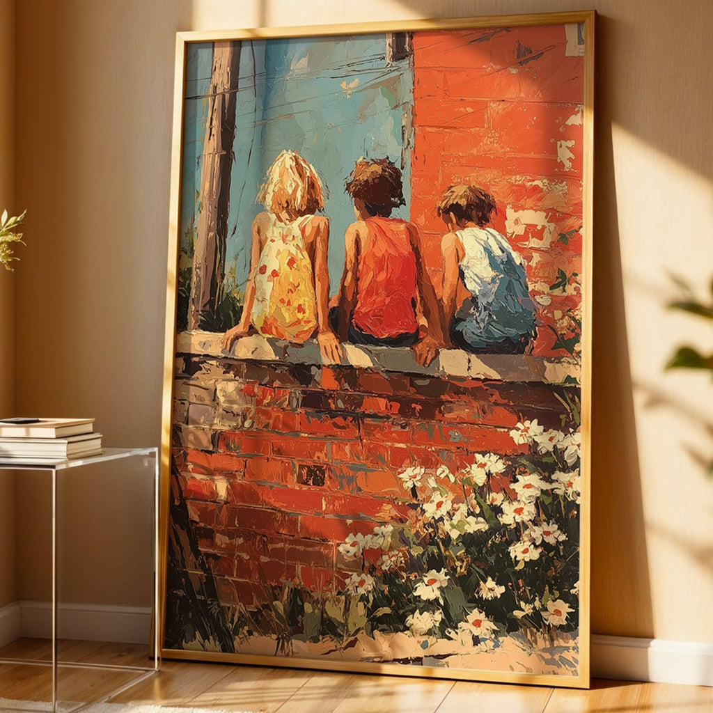Childhood Summer Wall– Vibrant Whimsical Kids Sitting Print - Just Great Posters